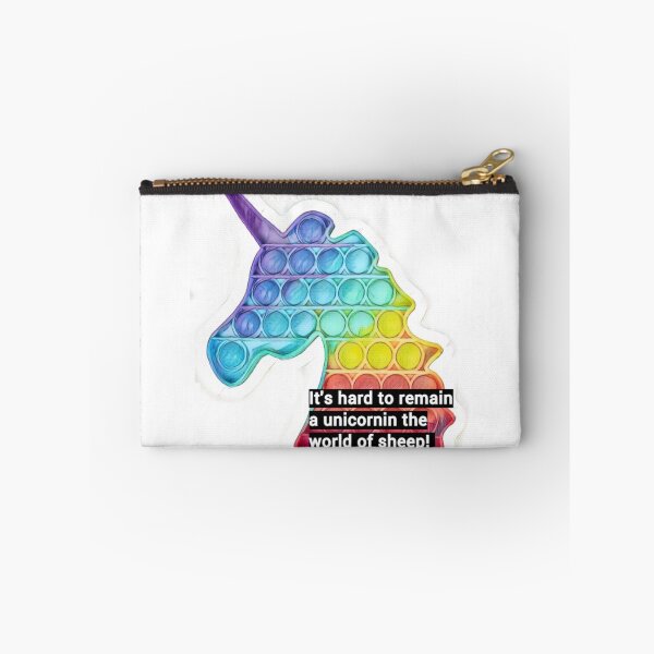 Item preview, multi-colored pop it unicorn with the inscription "it's hard to be a unicorn in the world of sheep designed and sold by DanaIrik.