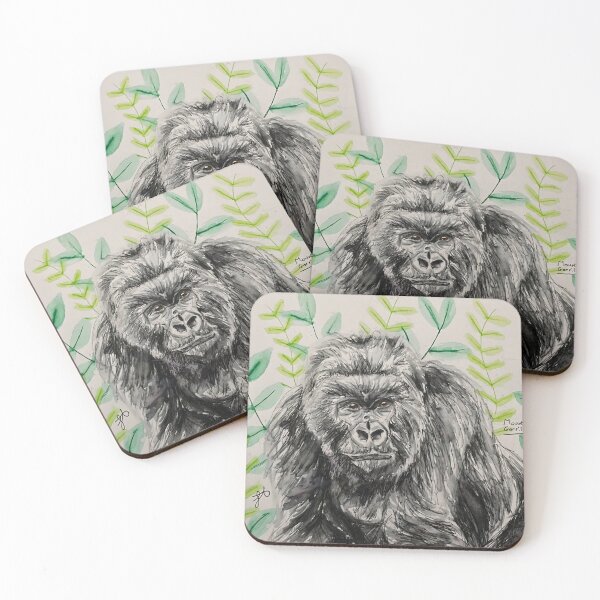Item preview, Mountain gorilla illustration using watercolour and pen and wash designed and sold by Freyamay-art.