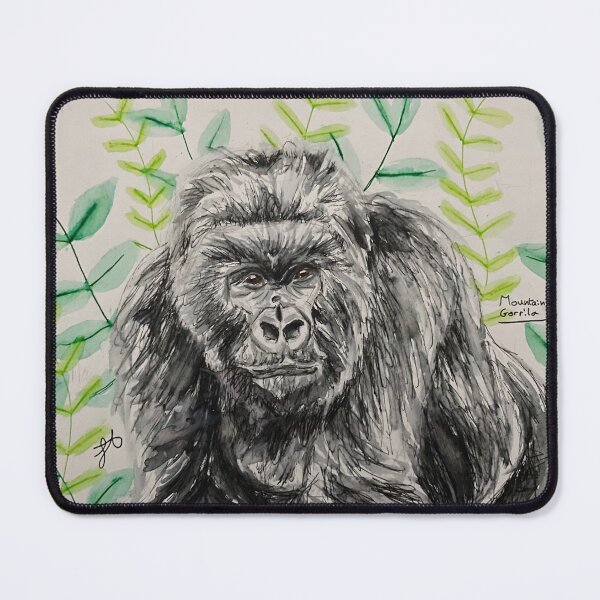 Item preview, Mountain gorilla illustration using watercolour and pen and wash designed and sold by Freyamay-art.