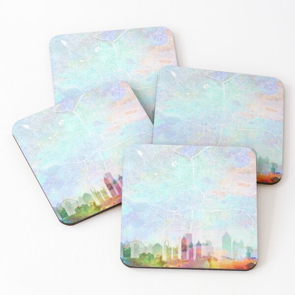 Item preview, Atlanta Skyline Map Watercolor Print by Zouzounio Art designed and sold by zouzounioart.