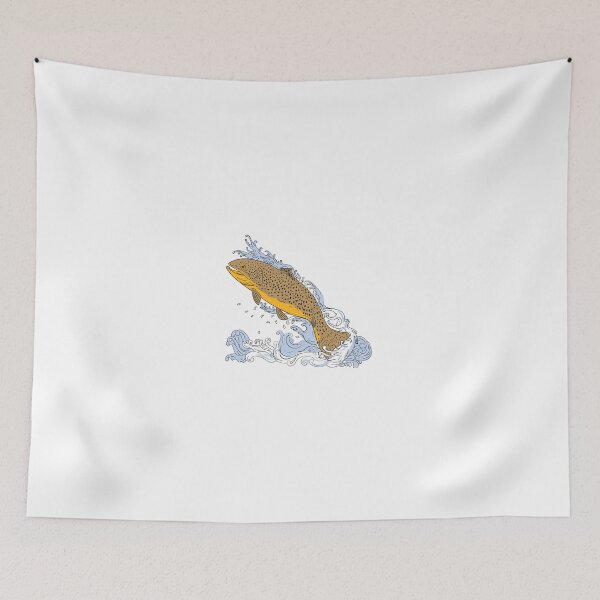 Item preview, Brown Trout Swimming Up Turbulent Water Drawing designed and sold by patrimonio.
