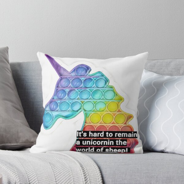 Item preview, multi-colored pop it unicorn with the inscription "it's hard to be a unicorn in the world of sheep designed and sold by DanaIrik.