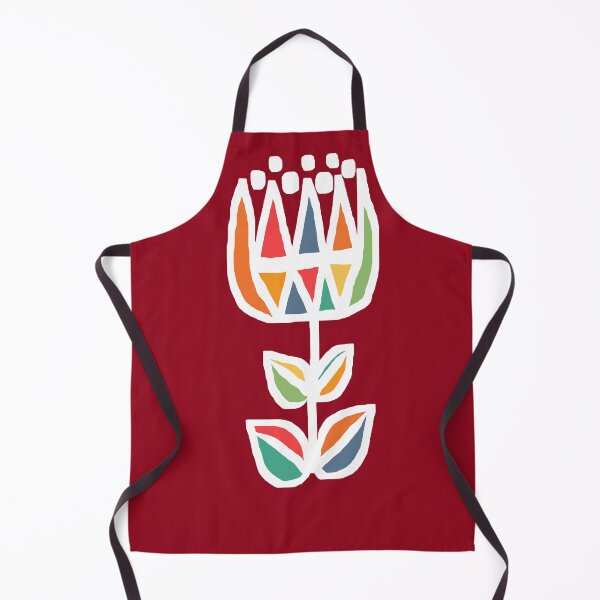 Item preview, Scandinavian Folk Art Flower on Burgundy Background Aesthetic designed and sold by Deutschic.