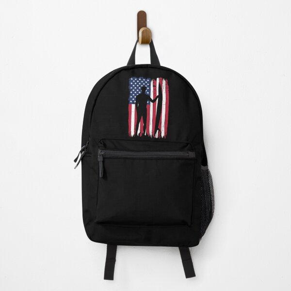 Item preview, Surfing American Flag Surfer USA Patriot California designed and sold by DadJokeDescript.