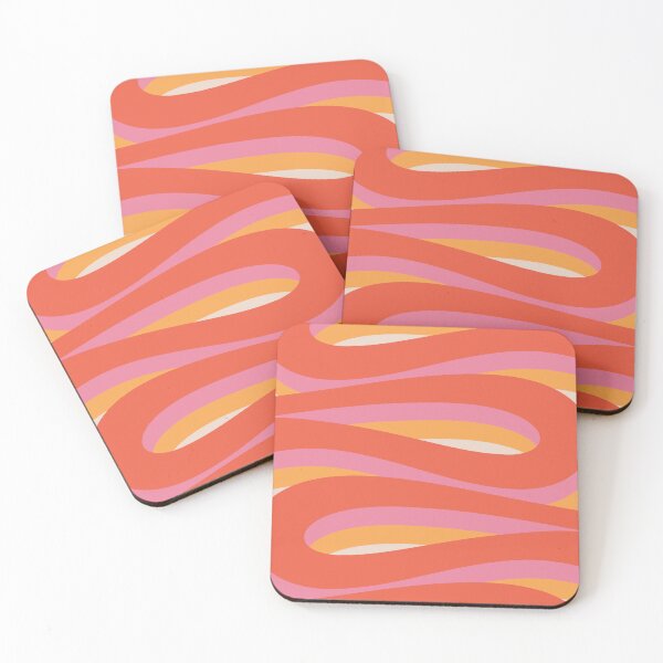 Item preview, Pop Swirl Wavy Abstract Line Pattern Orange Thulian Pink Mustard Cream designed and sold by kierkegaard.