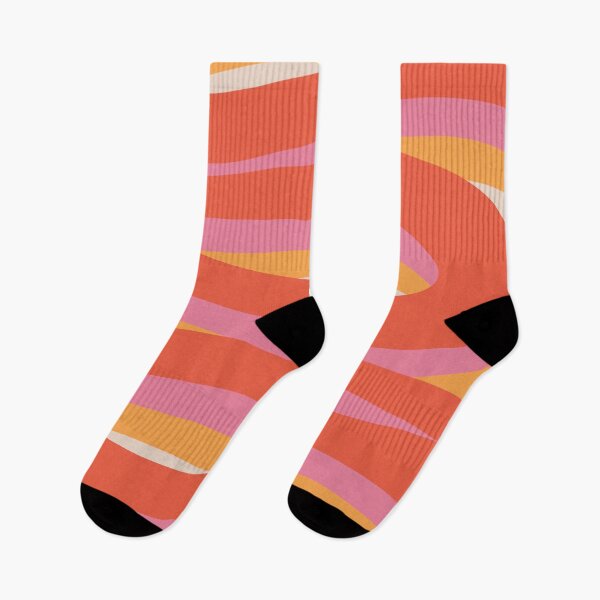 Item preview, Pop Swirl Wavy Abstract Line Pattern Orange Thulian Pink Mustard Cream designed and sold by kierkegaard.