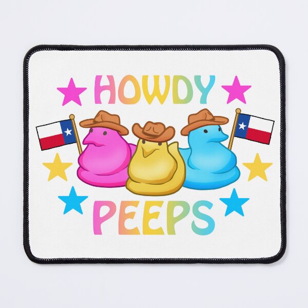 Item preview, Howdy Peeps - Rainbow Pastel Marshmallow Peep Chicks w/ Texas State Flag & Cowboy Hats designed and sold by Zphal.