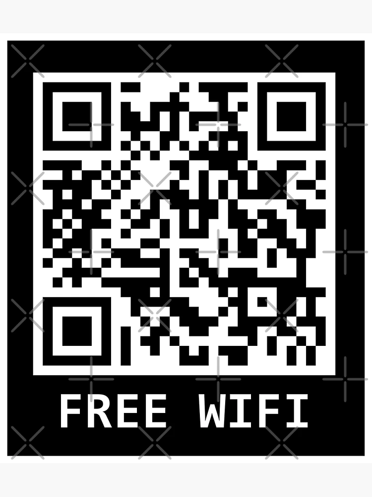 Scan for Free Wifi, QR code, rickroll Sticker for Sale by tropicalhen133