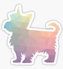 Yorkie Dog Colorful Geometric Pattern Silhouette - Pastel Sticker