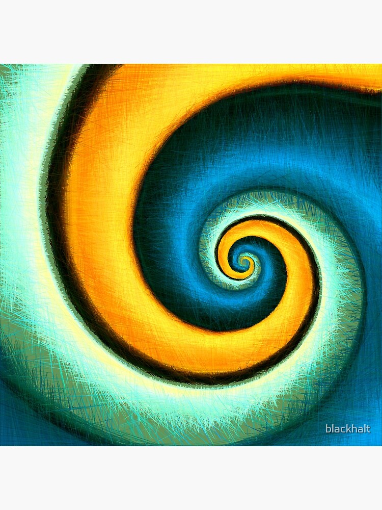 Fibonacci Spiral Art Print - Spiraling Yellow Abstract Poster Art