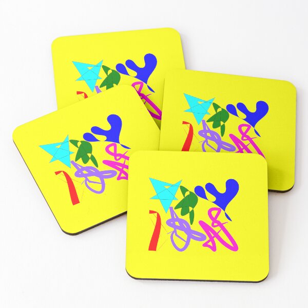 Item preview, Bezier pen abstract doodles on bright yellow background: bright colors, doodles, decor, accent piece, gift idea designed and sold by Becky Hunter.