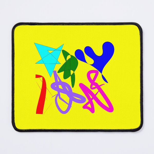 Item preview, Bezier pen abstract doodles on bright yellow background: bright colors, doodles, decor, accent piece, gift idea designed and sold by Becky Hunter.