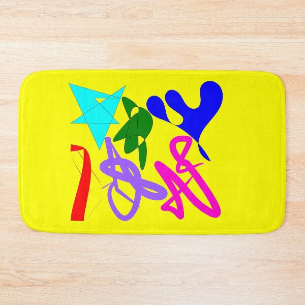 Item preview, Bezier pen abstract doodles on bright yellow background: bright colors, doodles, decor, accent piece, gift idea designed and sold by Becky Hunter.