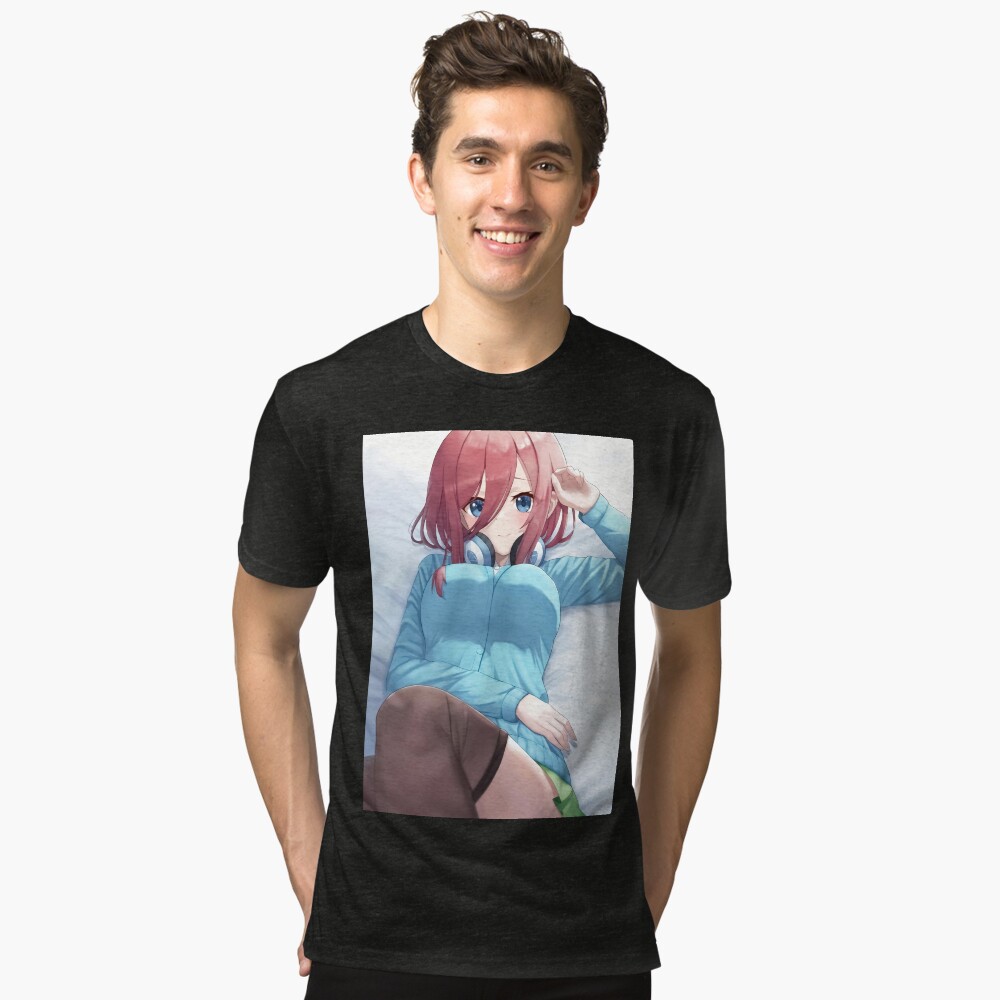 5-toubun no Hanayome Miku Nakano Full Color T-Shirt Black Tee BT0093