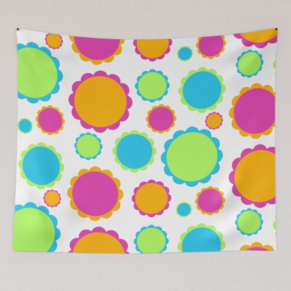 Item preview, Patrones florales, flores retro vintage, patrón de girasoles de neón hippie, flores de Pascua de primavera designed and sold by Emily Roberts.