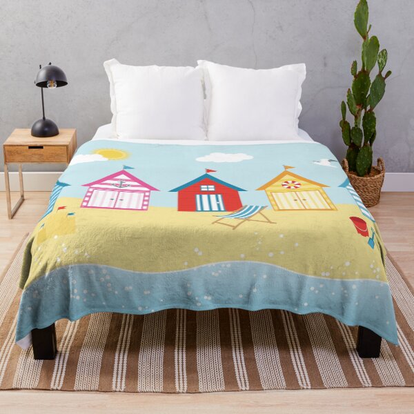 Huts on the Beach Throw Blanket