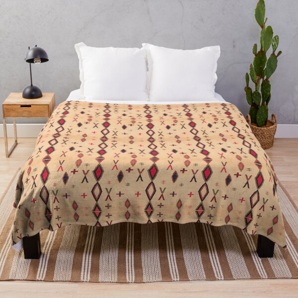 North African Berber Traditional Moroccan Fabric Style Throw Blanket