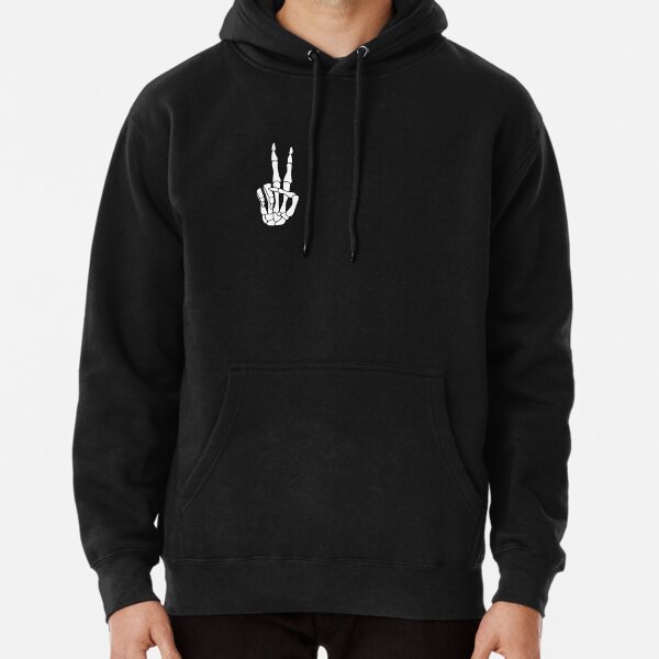Peace Sign Skeleton Hand  Pullover Hoodie