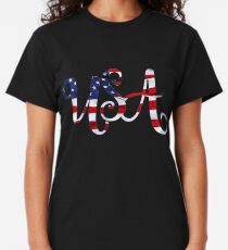 United States of America on American Flag Curvy Classic T-Shirt