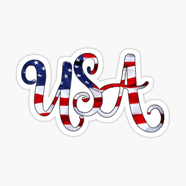 United States of America on American Flag Curvy Sticker