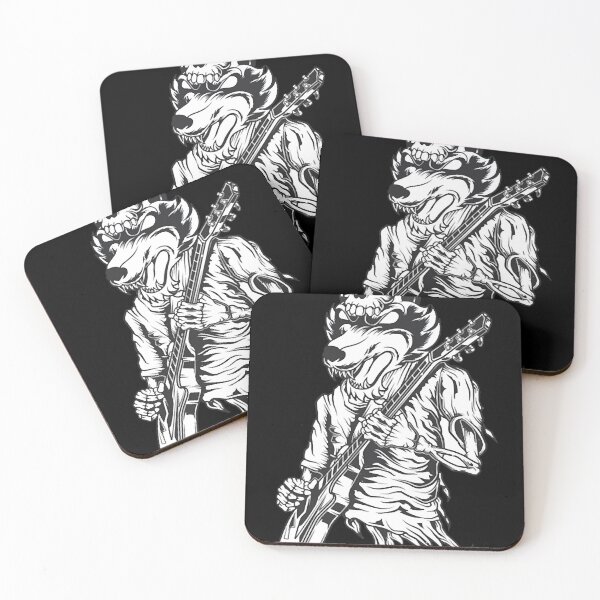 Item preview, Wolf Skeleton Guitarist Guitar e-guitar rock  designed and sold by EricaPerez2306.