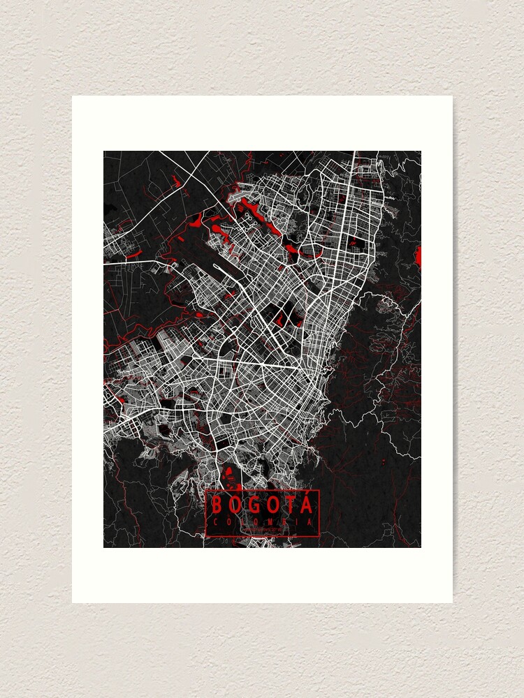 Bogota City Map Of Colombia Oriental Art Print For Sale By Demap Redbubble 