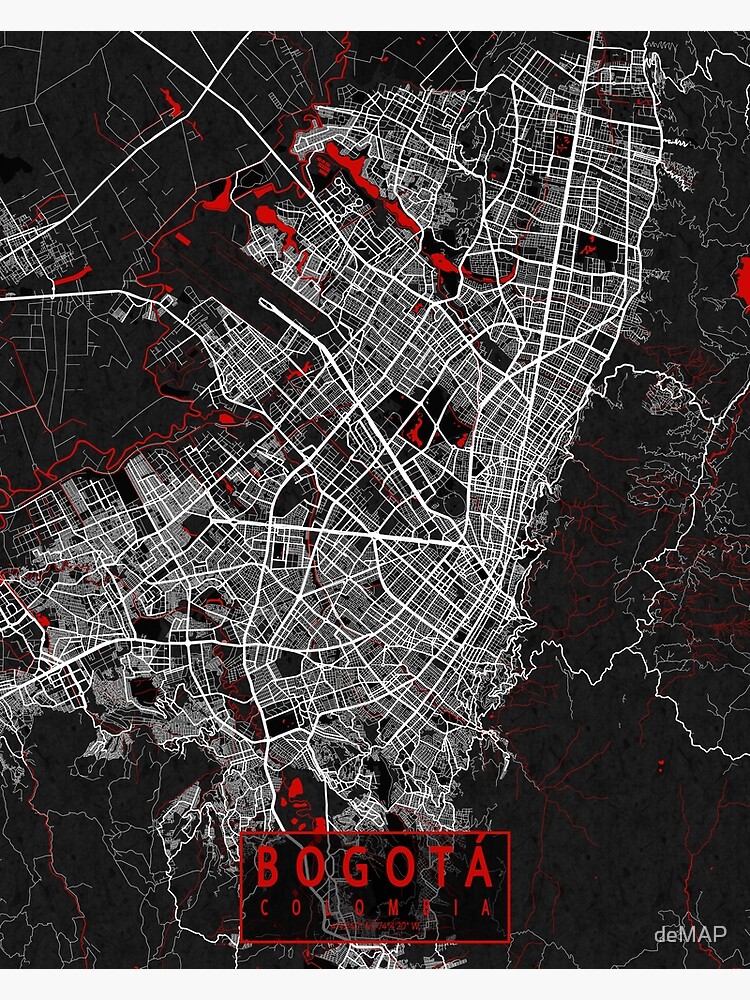 Bogota City Map Of Colombia Oriental Poster For Sale By Demap Redbubble 
