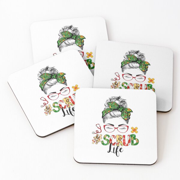 Item preview, Messy Hair Woman Bun Stethoscope Scrub Life Leopard Nurse designed and sold by Makebashington.