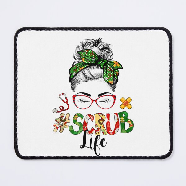 Item preview, Messy Hair Woman Bun Stethoscope Scrub Life Leopard Nurse designed and sold by Makebashington.