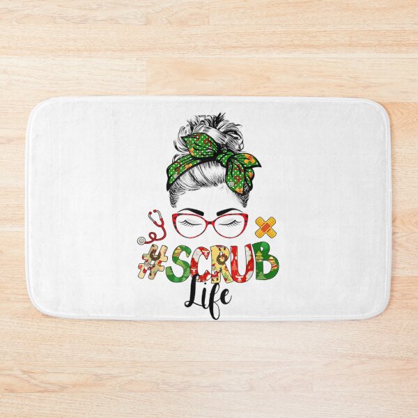 Item preview, Messy Hair Woman Bun Stethoscope Scrub Life Leopard Nurse designed and sold by Makebashington.