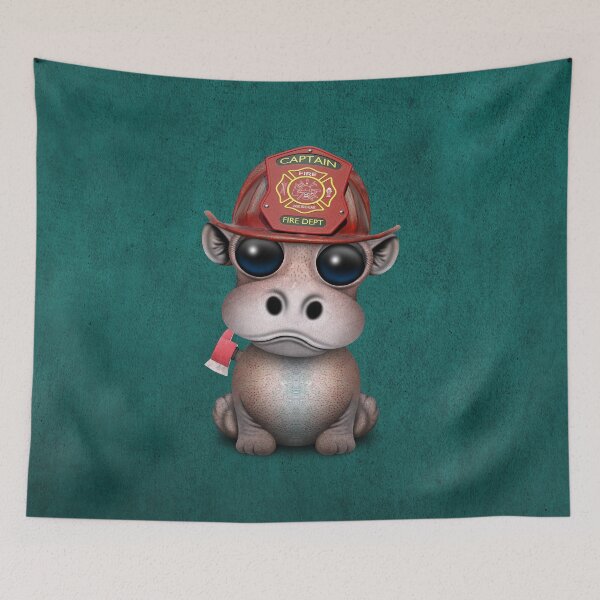Item preview, Cute Baby Hippo Firefighter designed and sold by JeffBartels.