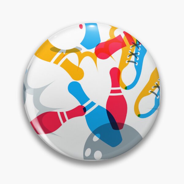 Item preview, multicolor background and design elements. Bowling ball, bowling pins, shoes illustration designed and sold by JoycePruit.