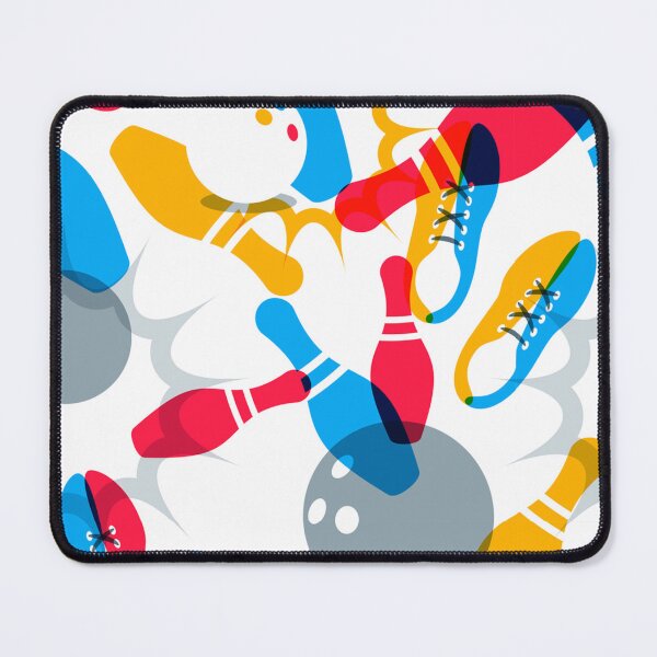 Item preview, multicolor background and design elements. Bowling ball, bowling pins, shoes illustration designed and sold by JoycePruit.