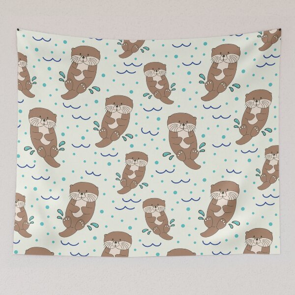 Item preview, Sea Otters Pattern Seamless Vector Background designed and sold by JoycePruit.