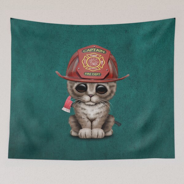 Item preview, Cute Tabby Kitten Firefighter designed and sold by JeffBartels.