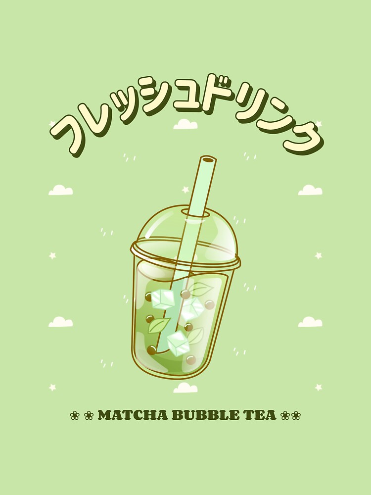 "Cute Kawaii Matcha Bubble Boba Tea" Sticker by LadyMystiq Redbubble