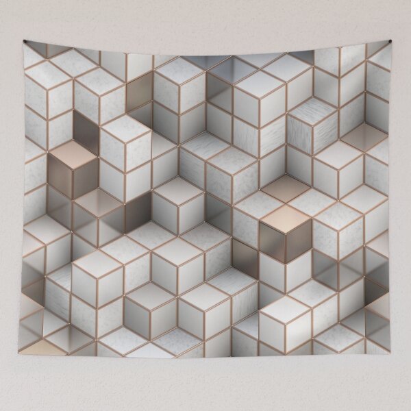 Aperçu de l'œuvre Mur de cubes abstrait concept géometrique créée et vendue par Photorebelle.