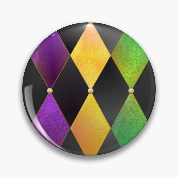 Artikelvorschau, Mardi Gras Harlekin in Lila, Grün und Gelbgold entworfen und verkauft von ArgyleImp.
