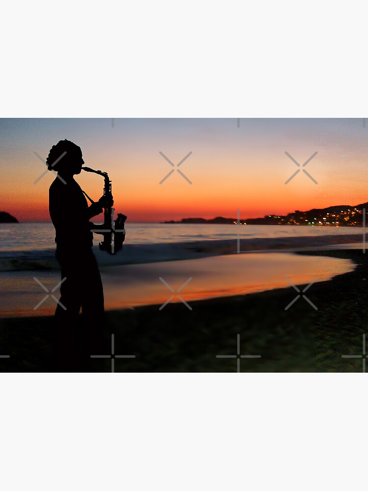 Thumbnail 2 of 2, Greeting Card, Jazz by the Sunset designed and sold by MaluC.