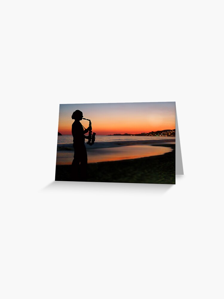 Thumbnail 1 of 2, Greeting Card, Jazz by the Sunset designed and sold by MaluC.