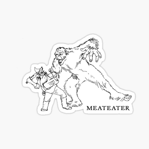 "Meateater GNOME TUSSLING WITH SASQUATCH" Sticker by tiopi23io Redbubble