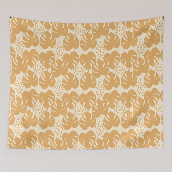 Item preview, Retro Palm Leaves and Dots - Gold and Pale Yellow designed and sold by Jasrese.