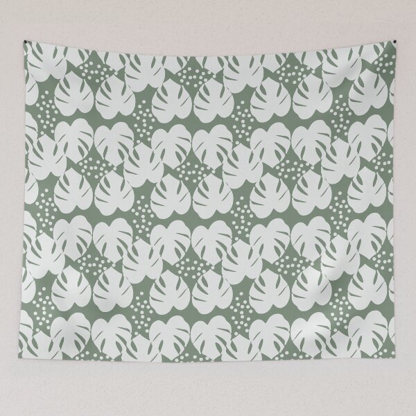 Artikelvorschau, Retro Palm Leaves and Dots - White and Green entworfen und verkauft von Jasrese.
