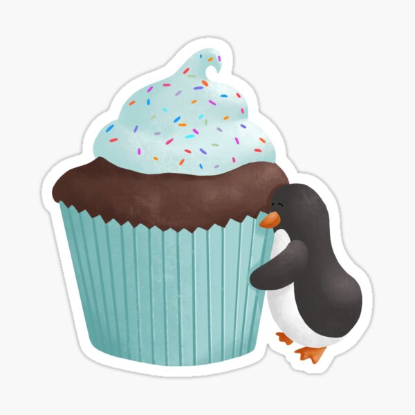Huge Cupcake, Little Penguin Sticker
