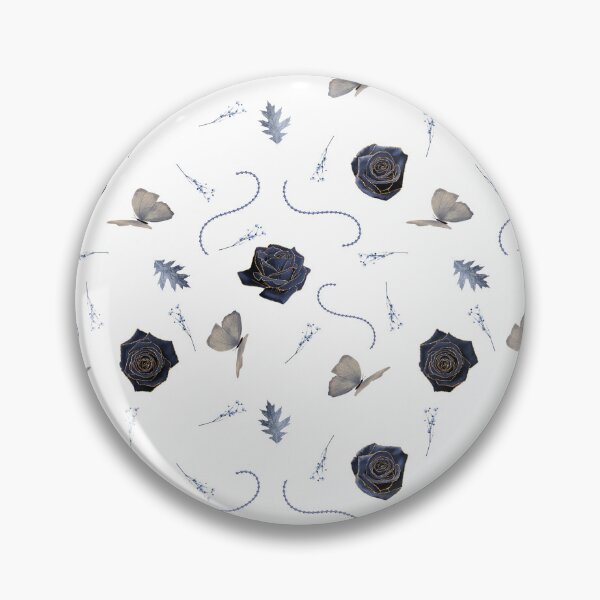 Item preview, Glitter Goth Blue Gold Rose Butterfly Botanical designed and sold by Holisticfox.