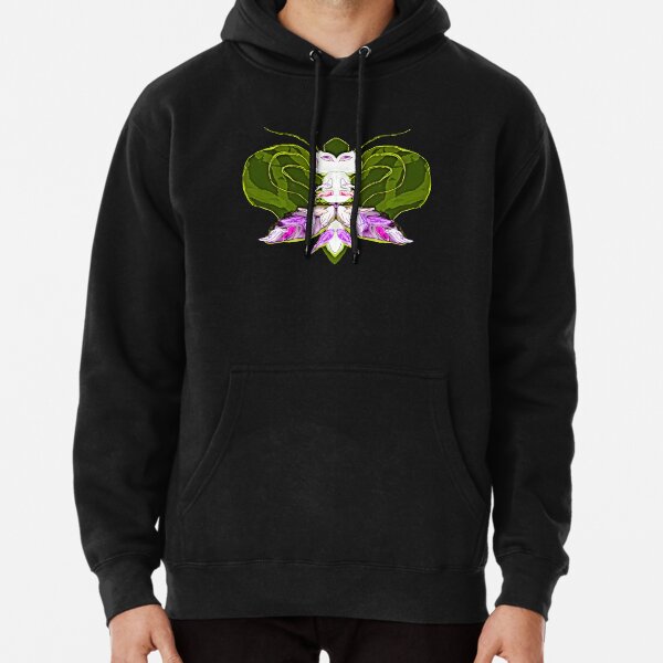 Cute alien insect - green on pink Pullover Hoodie