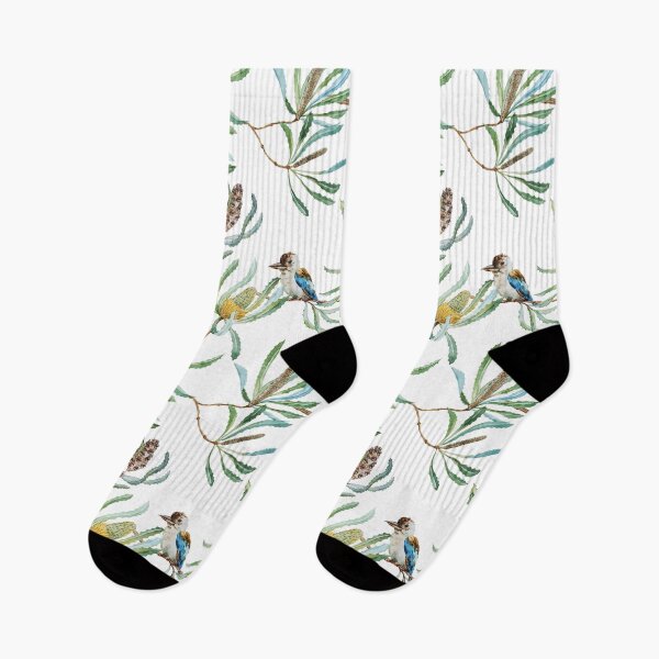 Item preview, Australian Kookaburras, Waratah Flowers,  Leaves Pattern designed and sold by Jaydee001.