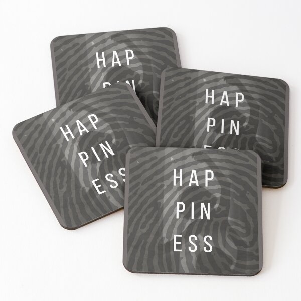 Item preview, HAPPINESS black and white Motivational print design designed and sold by gabbygeorgechen.