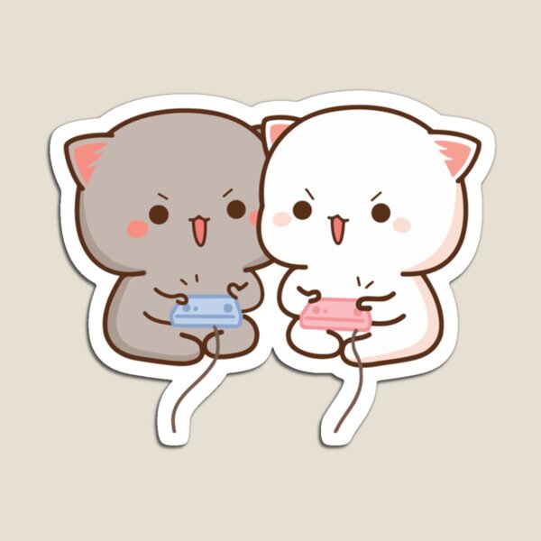 Peach and Goma Mochi Cat Gaming| Perfect Gift Magnet