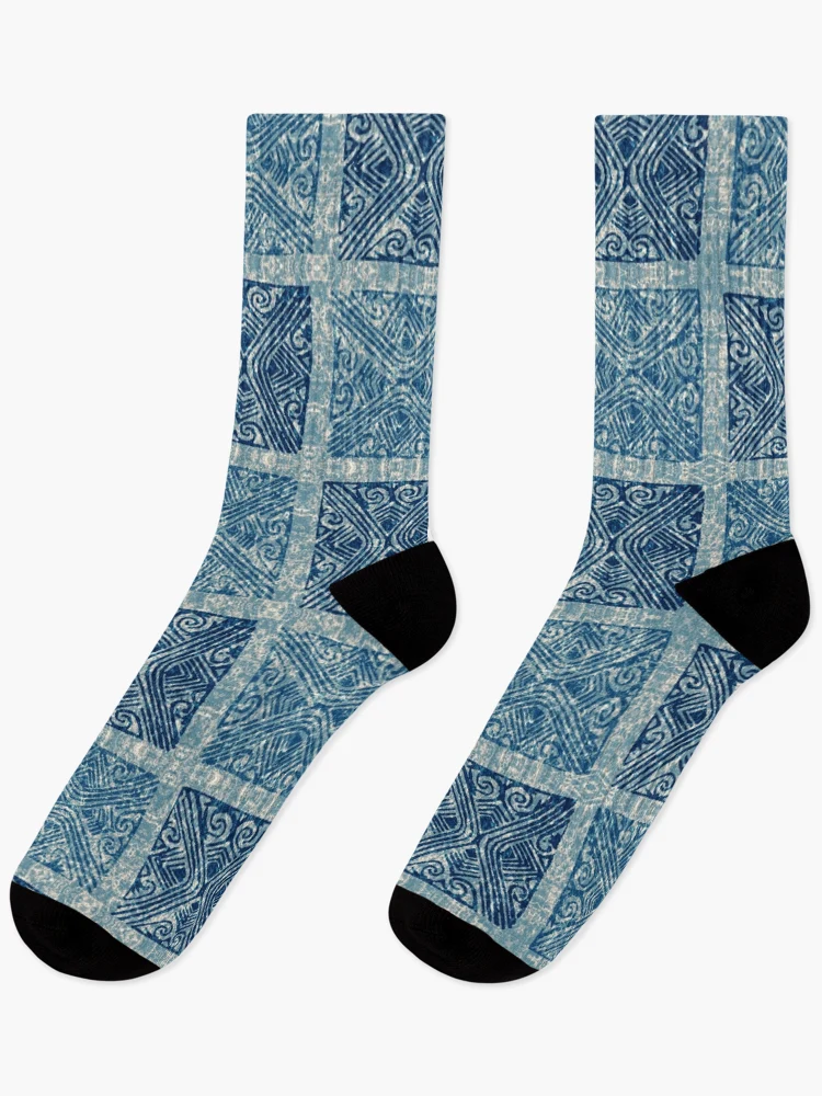Thumbnail 1 of 5, Socks, Indigo Ethnic Pattern designed and sold by hellcom.